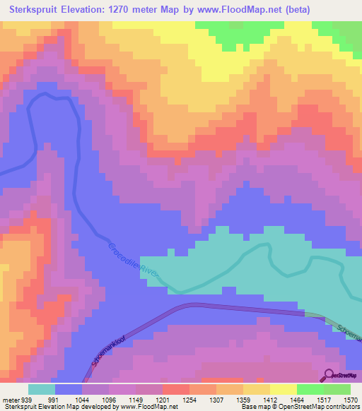 Sterkspruit,South Africa Elevation Map