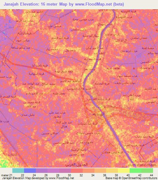 Janajah,Iraq Elevation Map