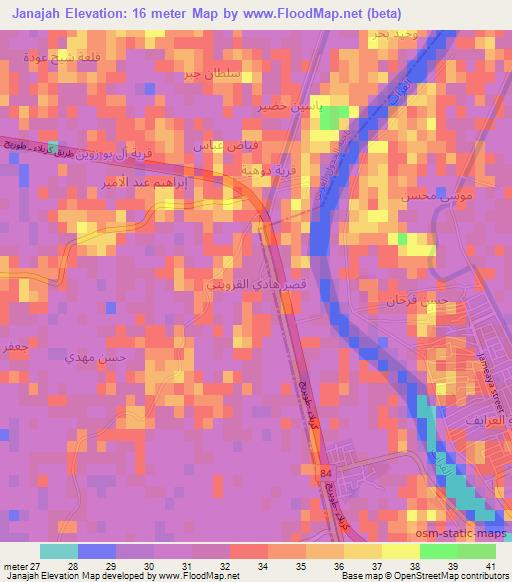 Janajah,Iraq Elevation Map