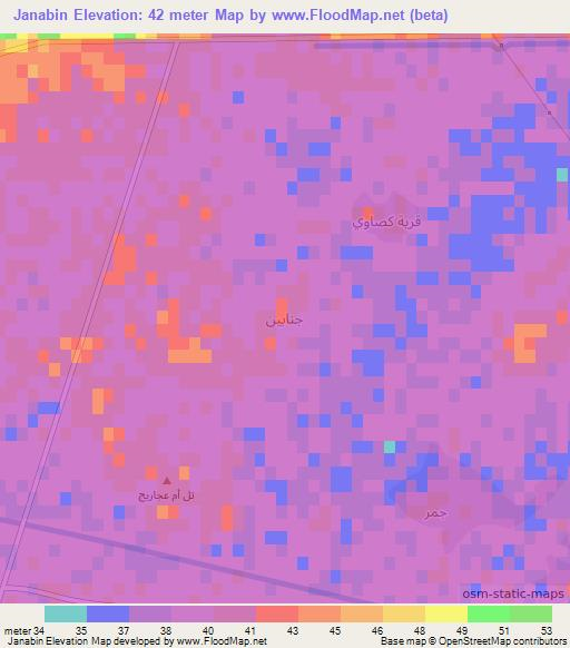 Janabin,Iraq Elevation Map