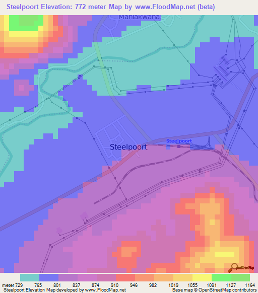 Steelpoort,South Africa Elevation Map