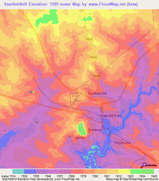 Stanfieldhill,South Africa Elevation Map