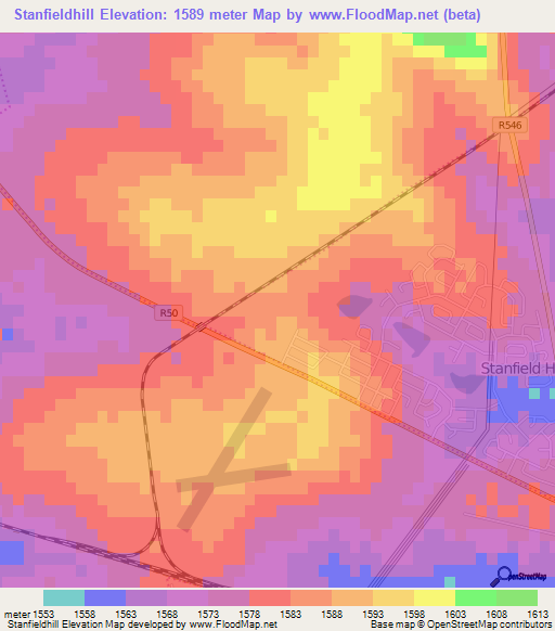 Stanfieldhill,South Africa Elevation Map