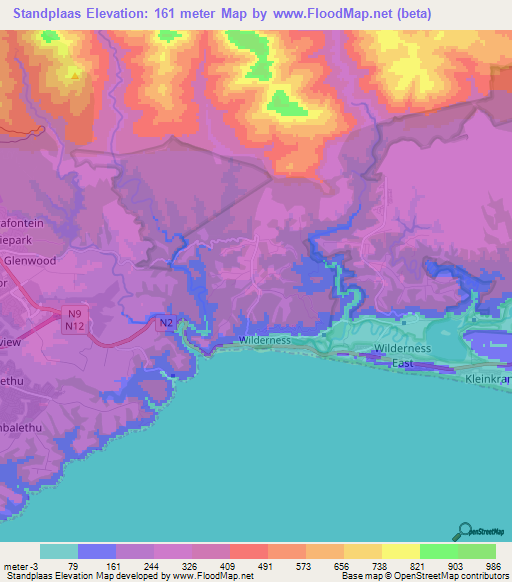 Standplaas,South Africa Elevation Map