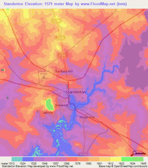 Standerton,South Africa Elevation Map