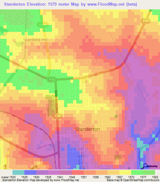 Standerton,South Africa Elevation Map