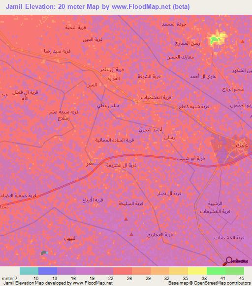 Jamil,Iraq Elevation Map