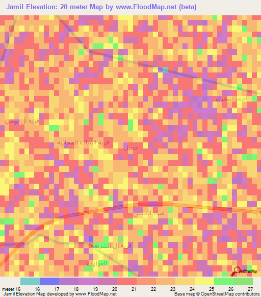 Jamil,Iraq Elevation Map
