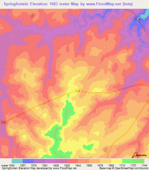 Springfontein,South Africa Elevation Map