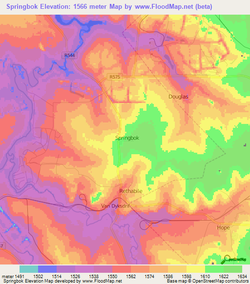 Springbok,South Africa Elevation Map