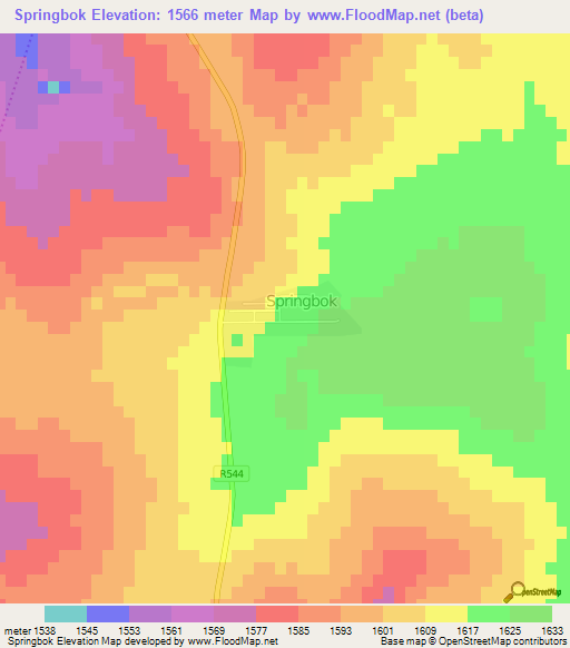 Springbok,South Africa Elevation Map