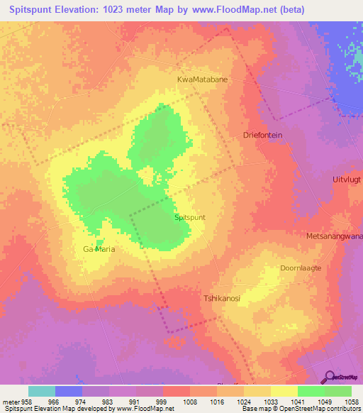 Spitspunt,South Africa Elevation Map