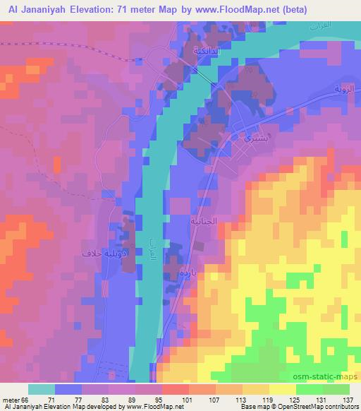 Al Jananiyah,Iraq Elevation Map