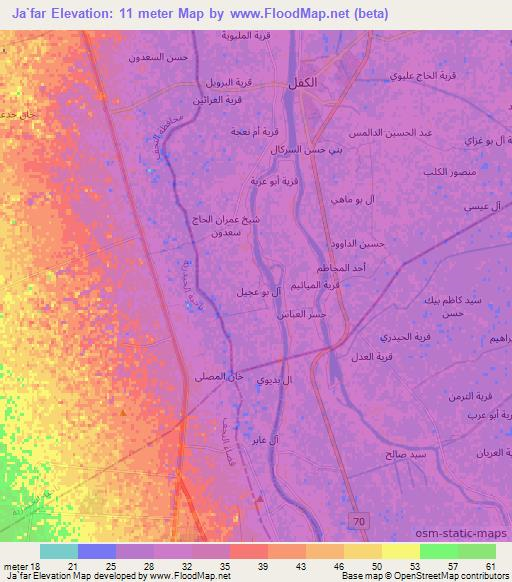 Ja`far,Iraq Elevation Map