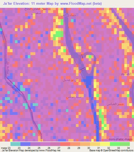 Ja`far,Iraq Elevation Map