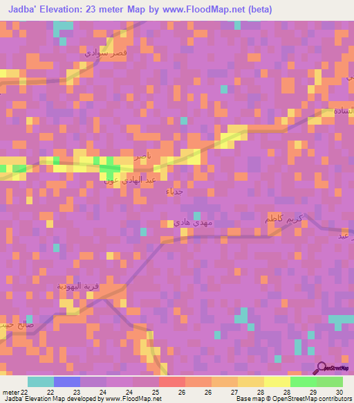 Jadba',Iraq Elevation Map