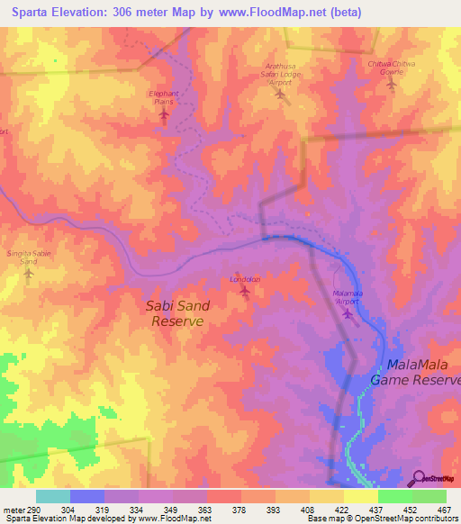 Sparta,South Africa Elevation Map