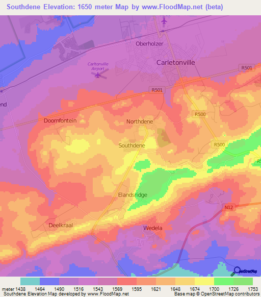 Southdene,South Africa Elevation Map