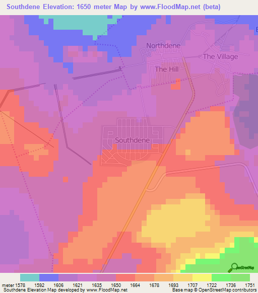 Southdene,South Africa Elevation Map