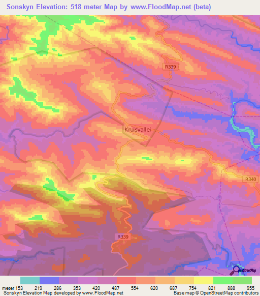 Sonskyn,South Africa Elevation Map