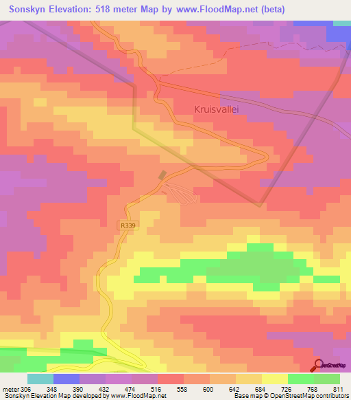 Sonskyn,South Africa Elevation Map