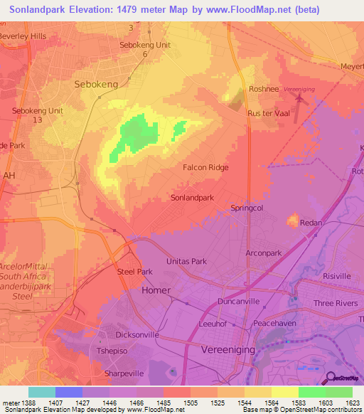 Sonlandpark,South Africa Elevation Map