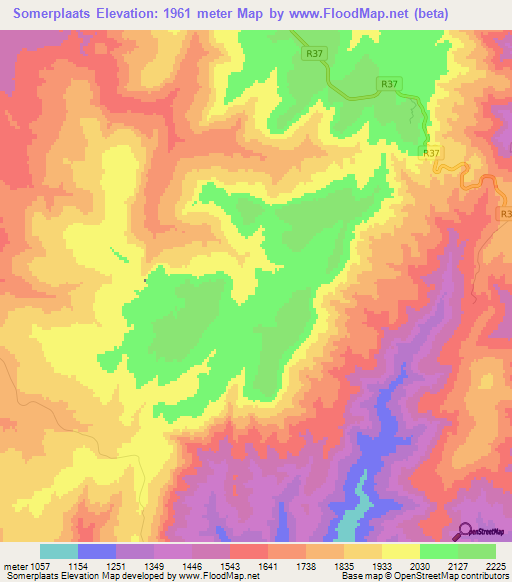 Somerplaats,South Africa Elevation Map