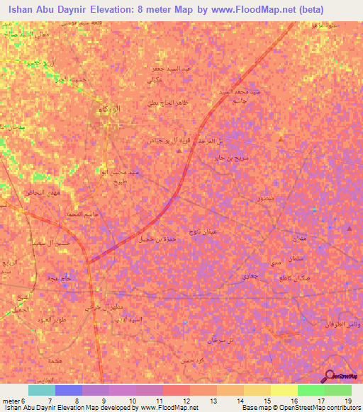 Ishan Abu Daynir,Iraq Elevation Map