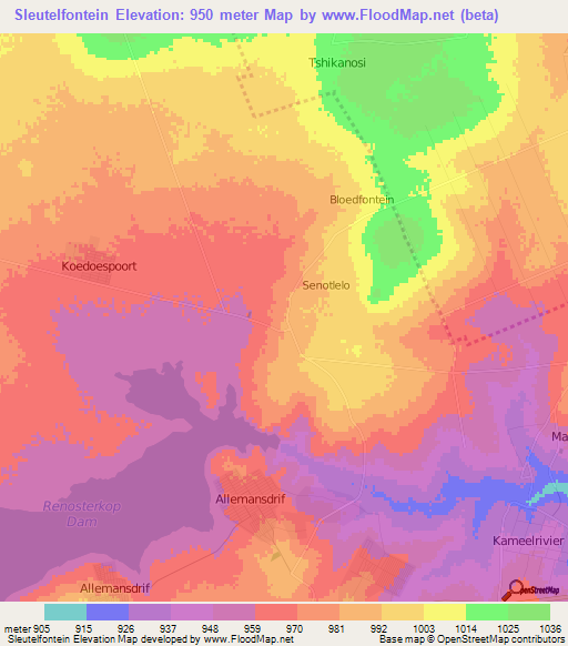 Sleutelfontein,South Africa Elevation Map