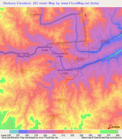 Skukuza,South Africa Elevation Map