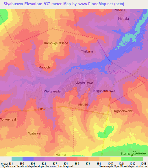 Siyabuswa,South Africa Elevation Map