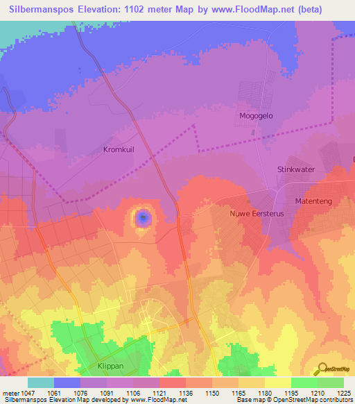 Silbermanspos,South Africa Elevation Map