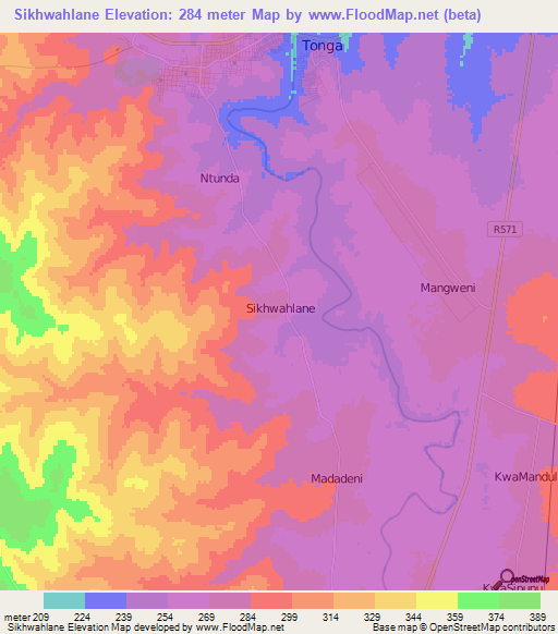 Sikhwahlane,South Africa Elevation Map