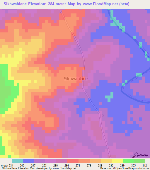 Sikhwahlane,South Africa Elevation Map