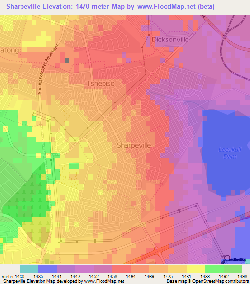 Sharpeville,South Africa Elevation Map