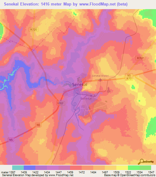 Senekal,South Africa Elevation Map