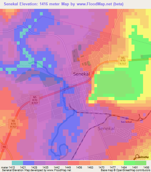 Senekal,South Africa Elevation Map