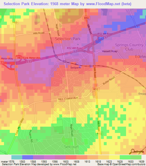 Selection Park,South Africa Elevation Map