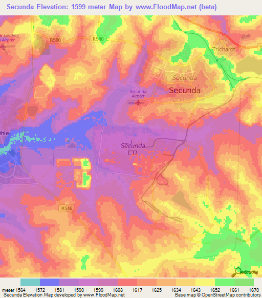 Secunda,South Africa Elevation Map