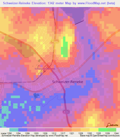 Schweizer-Reineke,South Africa Elevation Map