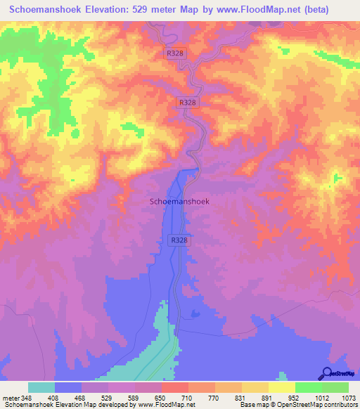 Schoemanshoek,South Africa Elevation Map