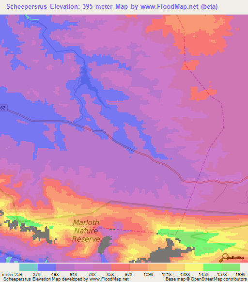 Scheepersrus,South Africa Elevation Map