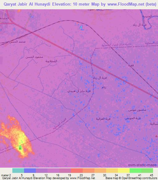 Qaryat Jabir Al Hunaydi,Iraq Elevation Map