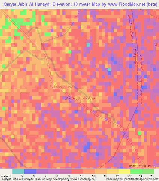 Qaryat Jabir Al Hunaydi,Iraq Elevation Map