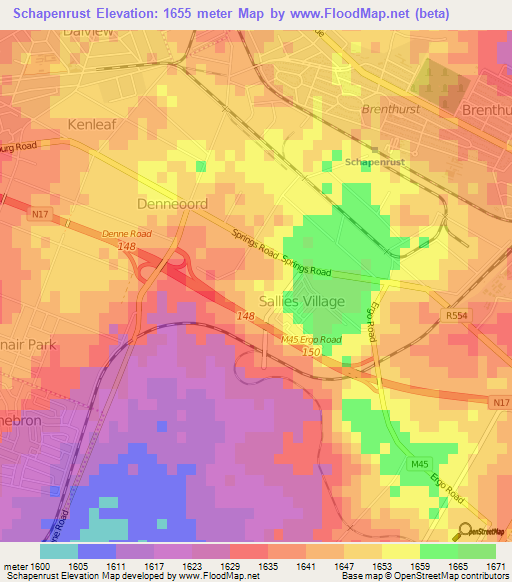 Schapenrust,South Africa Elevation Map