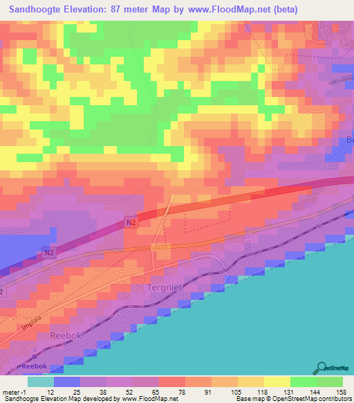 Sandhoogte,South Africa Elevation Map