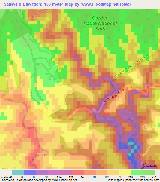 Saasveld,South Africa Elevation Map