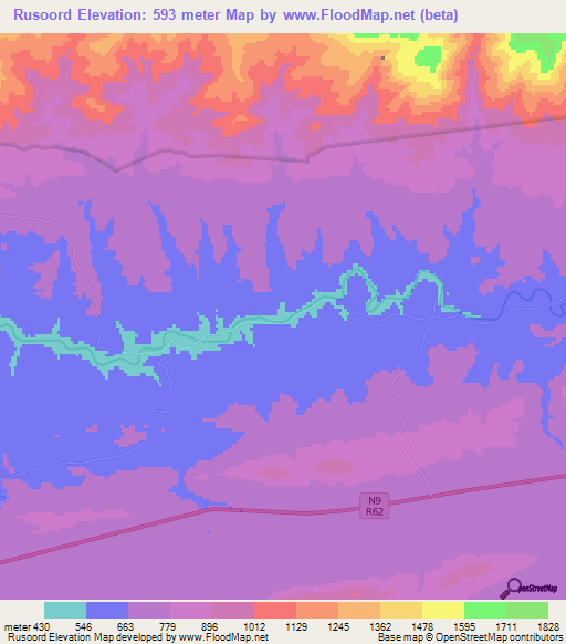 Rusoord,South Africa Elevation Map