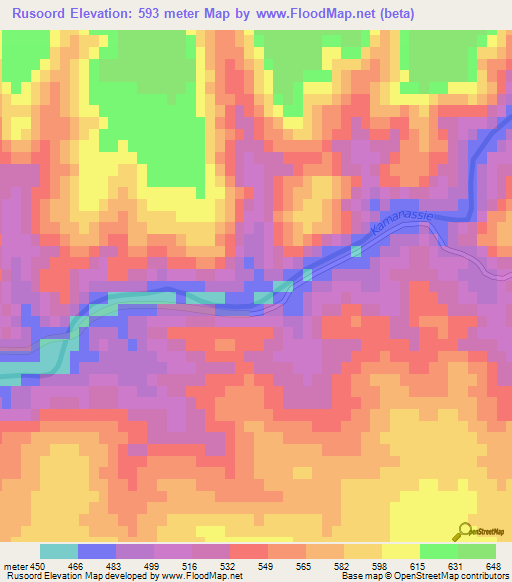 Rusoord,South Africa Elevation Map