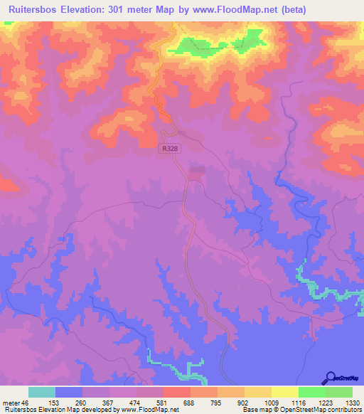 Ruitersbos,South Africa Elevation Map